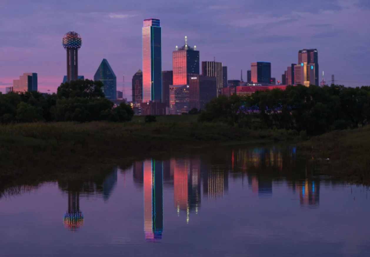Dallas skyline at sunset